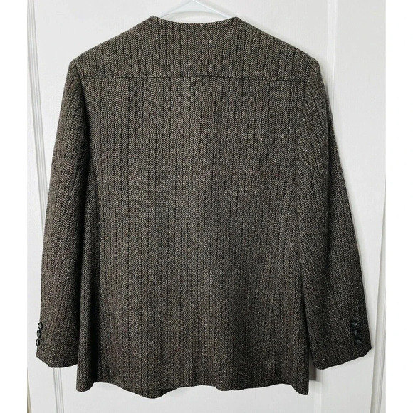 Vtg Pendleton Womens Virgin Wool Blazer Sz M Button Up Brown Herringbone Brown - Picture 3 of 11